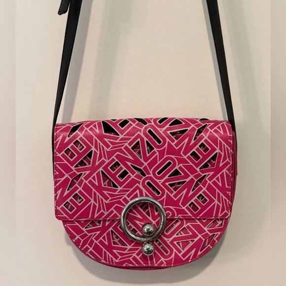 KENZO Hot Pink Laser Cut Leather Flying Crossbody Bag in Pristine Condition - Picture 15 of 17